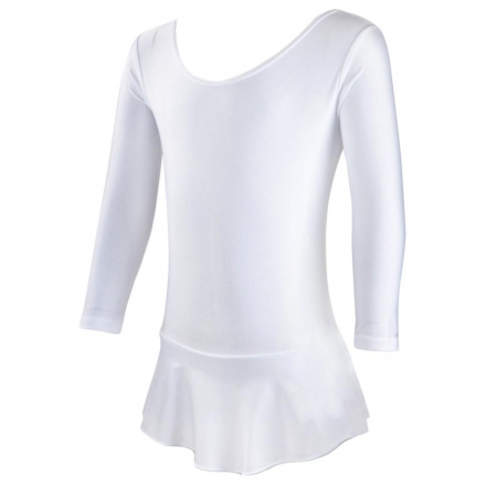 Купальник гимнастический с длинным рукавом с  юбкой, полиамид белый 182п/а (36-42) оптом, фото 1