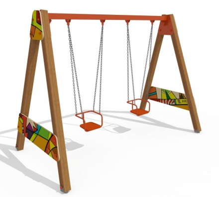 Качели 2-х секционные на стойках, орнамент &quot;Этник&quot; КЧ028.02.01.17 оптом, фото 1