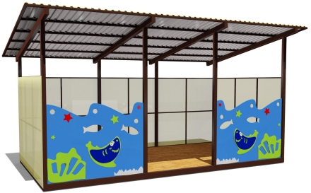 Теневой навес одинарный 3х6 м 19103 для уличной площадки оптом, фото 1