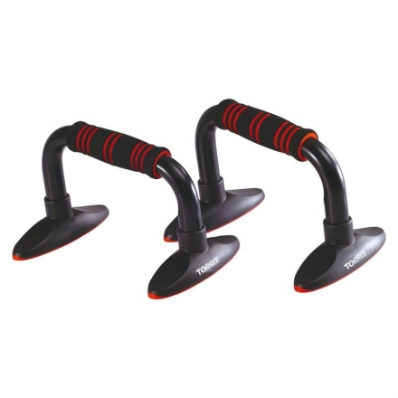 Упоры для отжимания &quot;TORRES Push-Up Bars металл&quot;, эрг. форма, черно-красный оптом, фото 1