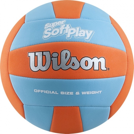 Мяч вол. &quot;Wilson Super Soft Play&quot; арт. WTH90119XB, р.5, 18 пан, синт.кожа TPE, маш.сш, оранж-бирюз. оптом, фото 1