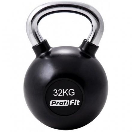 Гиря обрезиненная с хромированной ручкой PROFI-FIT, 32 кг оптом, фото 1