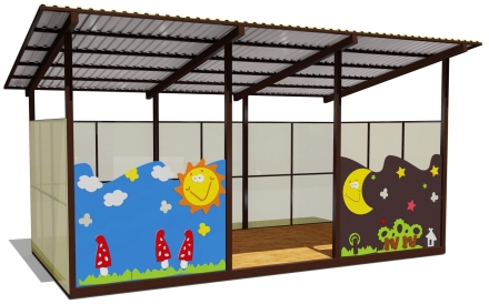 Теневой навес одинарный 3х6 м 19101 для уличной площадки оптом, фото 1