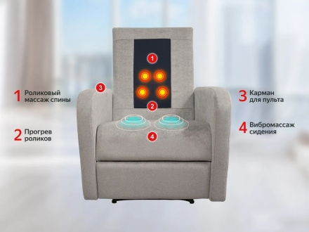 Кресло-реклайнер электрический с массажем FUJIMO E-COMFORT CHAIR Mouse оптом, фото 4