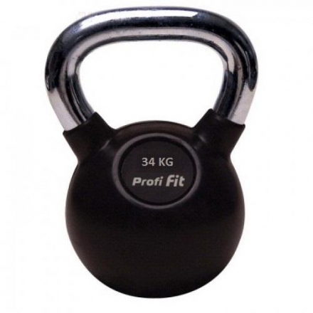 Гиря обрезиненная с хромированной ручкой PROFI-FIT, 34 кг оптом, фото 1