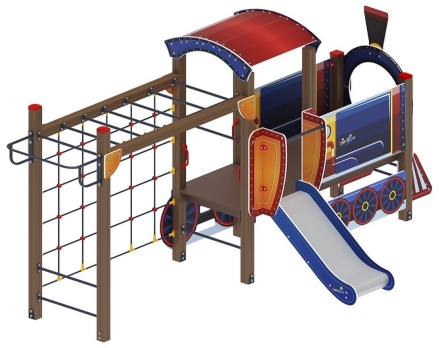 Детская игровая площадка Паровозик ДИК 1.03.5.04-01 Синий H=750 оптом, фото 3
