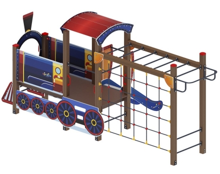 Детская игровая площадка Паровозик ДИК 1.03.5.04-01 Синий H=750 оптом, фото 4