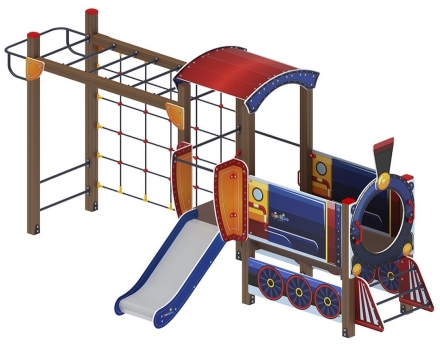 Детская игровая площадка Паровозик ДИК 1.03.5.04-01 Синий H=750 оптом, фото 2
